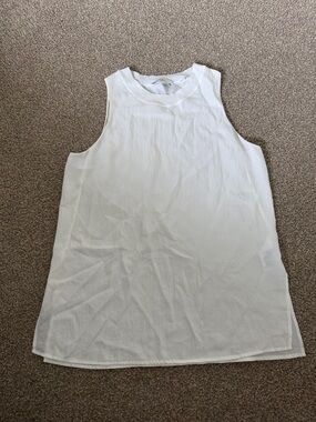 Vince White Ribbed Crew Neck Top